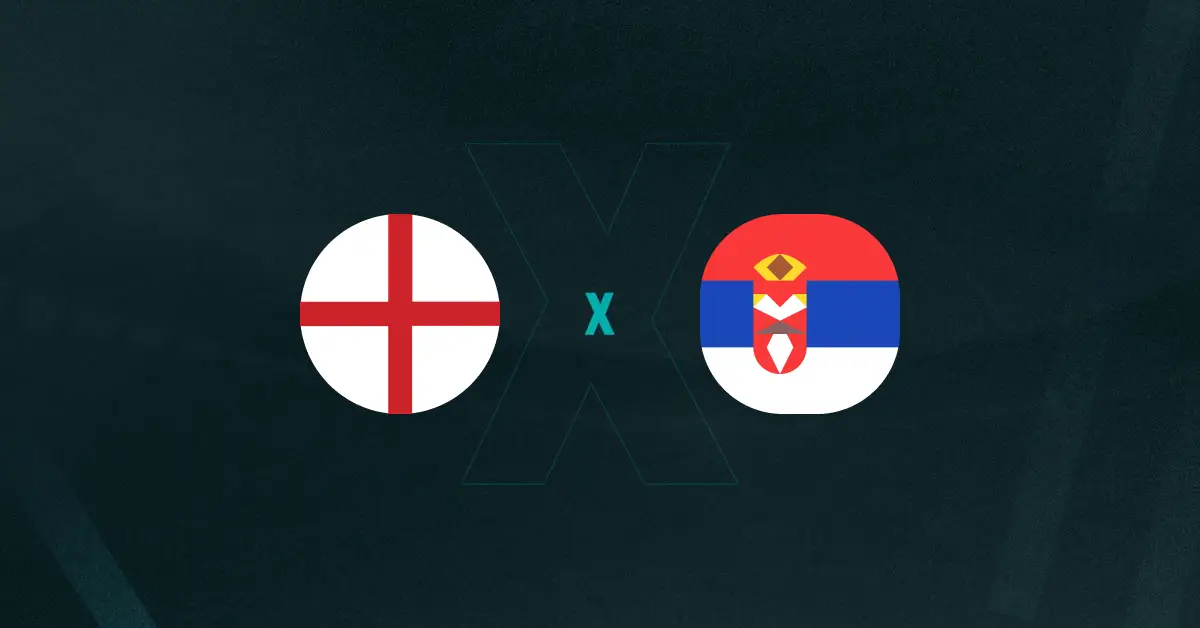 Escudos de Inglaterra x Sérvia, que se enfrentam pelas Eliminatórias da Europa