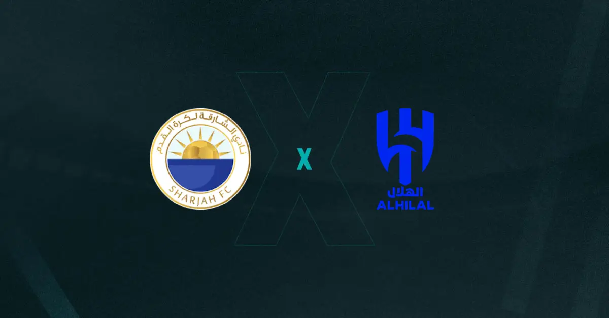 Escudos de Al-Sharjah x Al-Hilal, que se enfrentam pela AFC Champions League Elite 2025/26