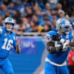 Detroit Lions' Jared Goff passes during the second half of an NFL football game against the Pittsburgh Steelers, Sunday, Dec. 21, 2025, in Detroit. (AP Photo/Ryan Sun)