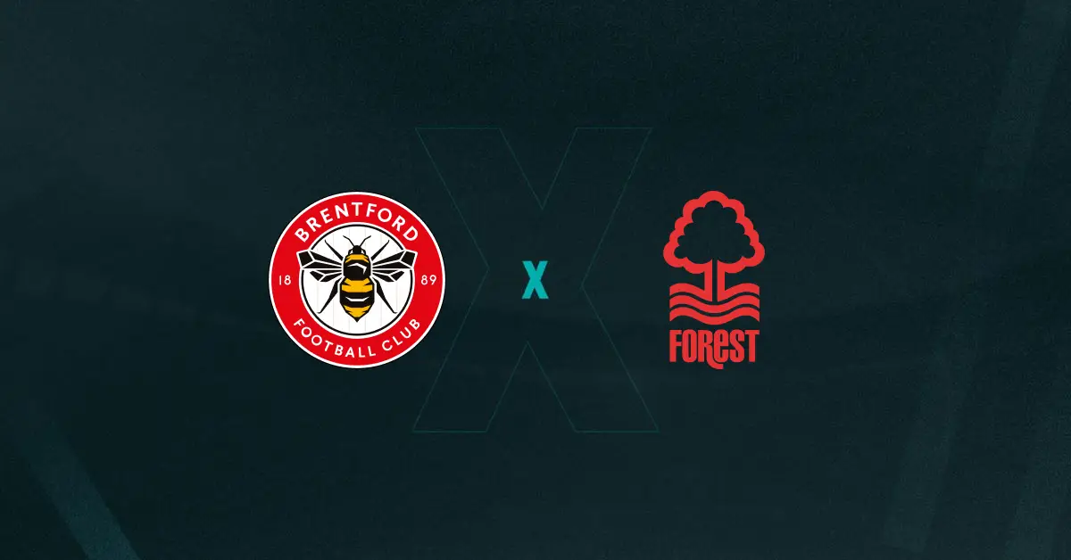 Escudos de Brentford e Nottingham Forest, que duelam pela Premier League