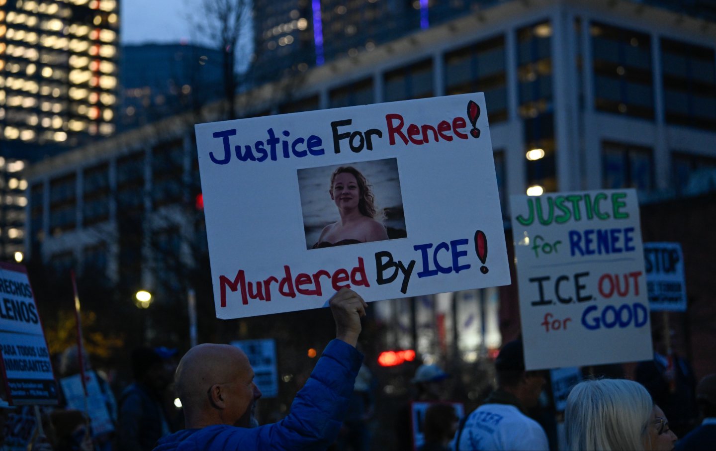 Marchers in Charlotte, North Carolina protest the ICE killing of Renee Nicole Good, on January 8, 2026.