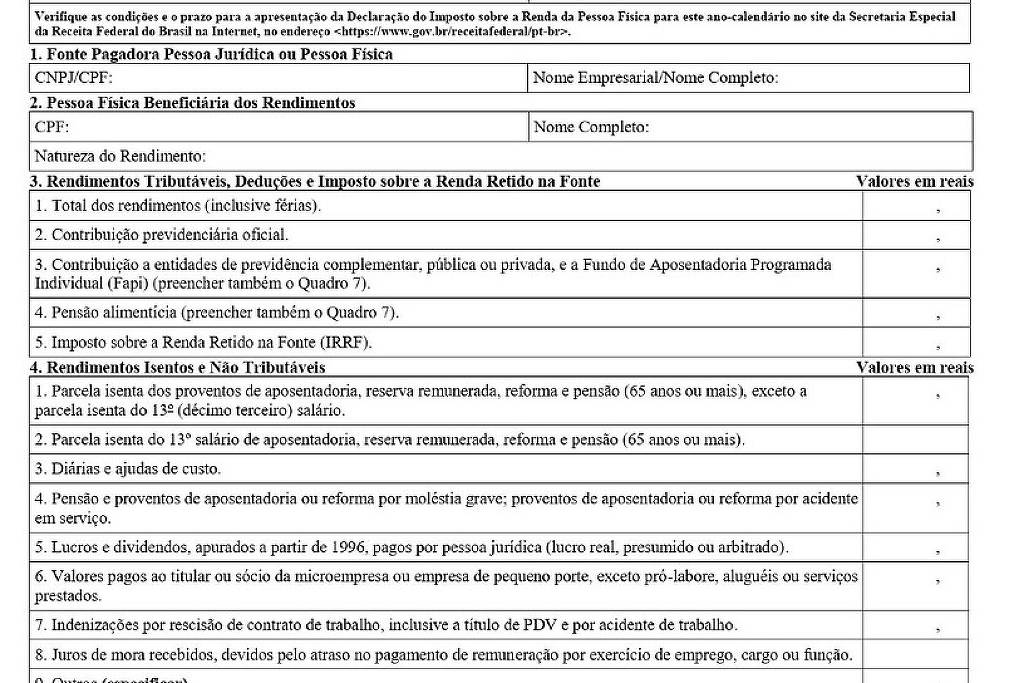 Imposto de Renda 2026: empresas têm prazo para informe - 20/02/2026 - Economia